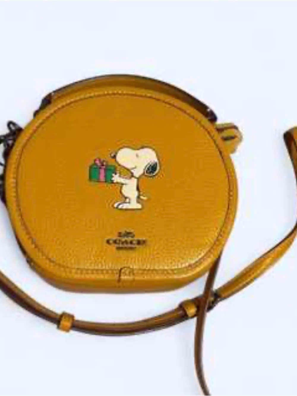 Coach Mustard Yellow Snoopy Round Leather Crossbody